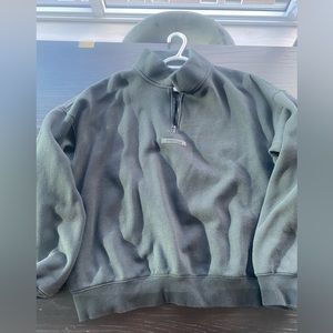 Fear of God Essentials Black Zip up sweater. Measurements in photo.